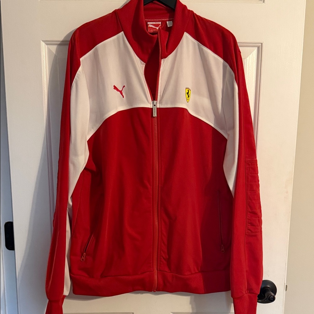 Puma Ferrari Red and White Sports Jacket